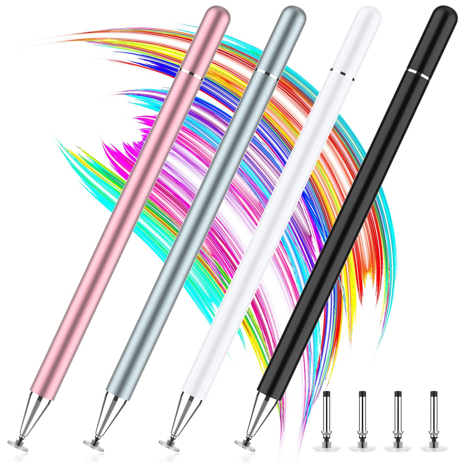 Stylus Pens for Touch Screen, 4 Pack Disc Universal Black/White/Grey/Rosegold