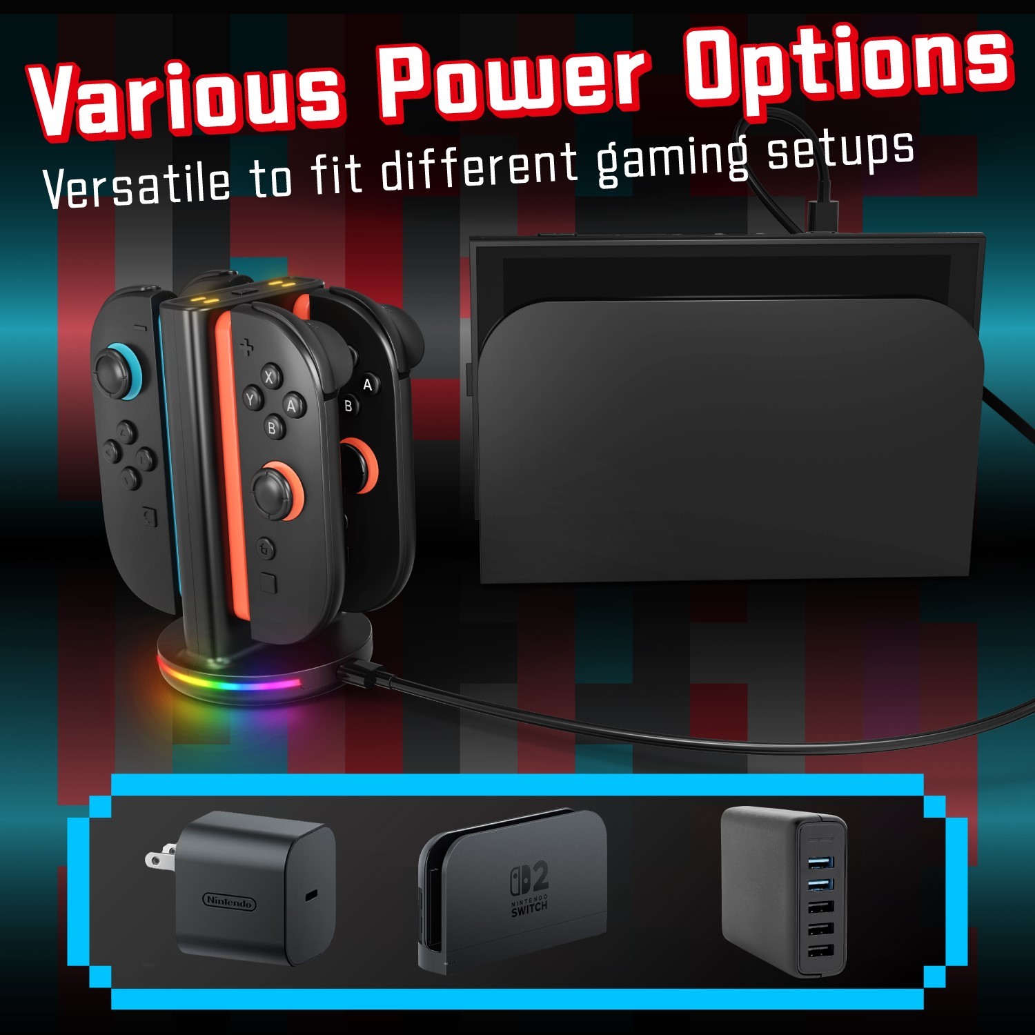 Fosmon Charging Station for Nintendo Switch 2 Controller Joy Con Charger