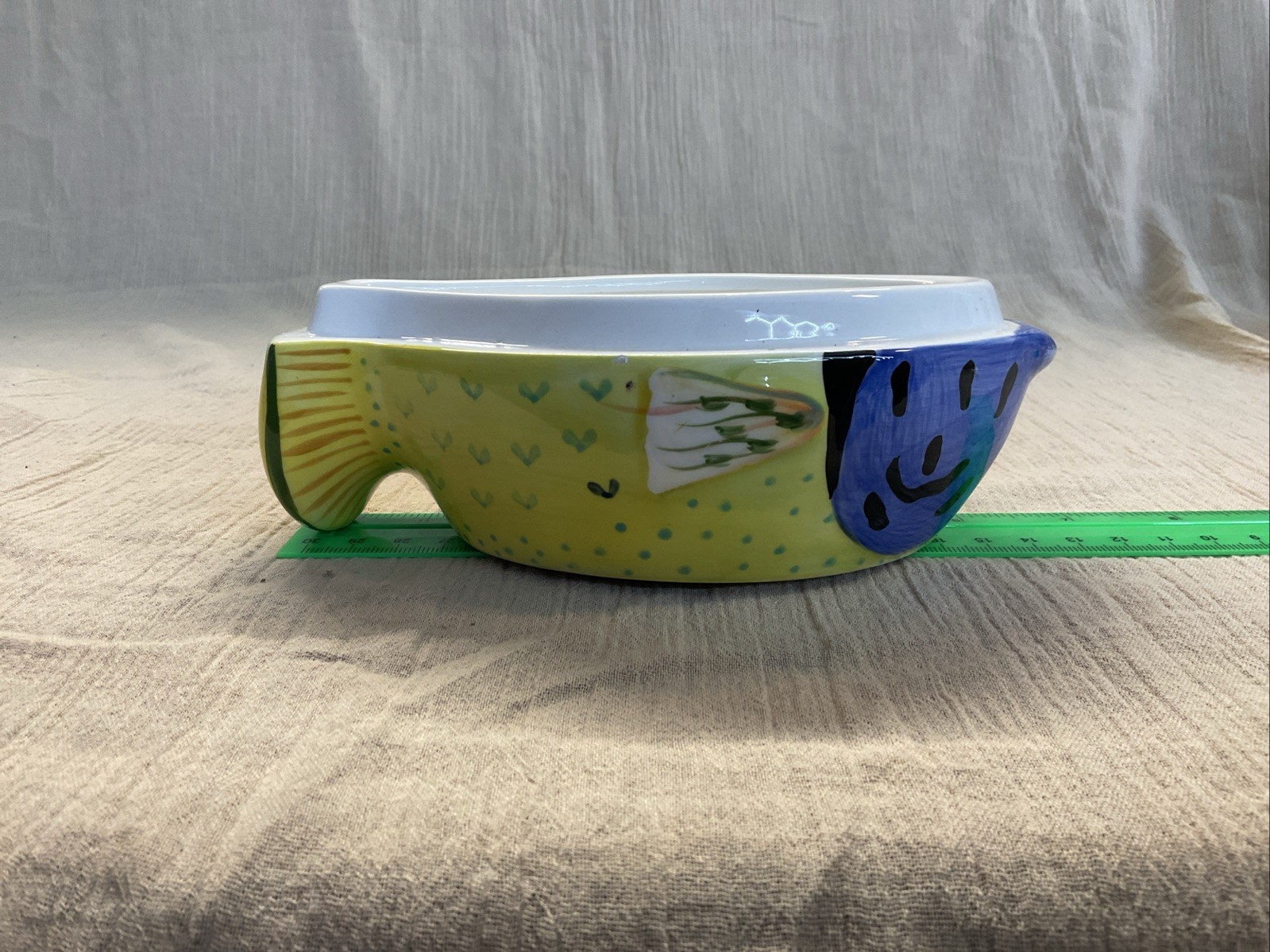 Fish Shaped Studio Nova Trinket Box. Bright & Colorful. Ceramic. Bathroom.