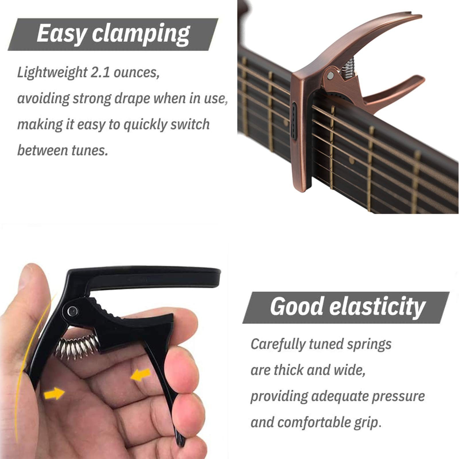 3in1 Guitar Capo for Acoustic and Electric Guitars,2 Pack(with Pick Holder an...