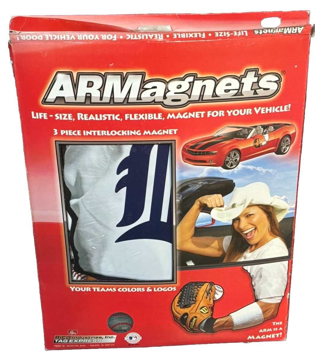 Detroit Tigers MBL Licensed Armagnet Arm Magnet Car / Truck Magnet 3 Piece NIB