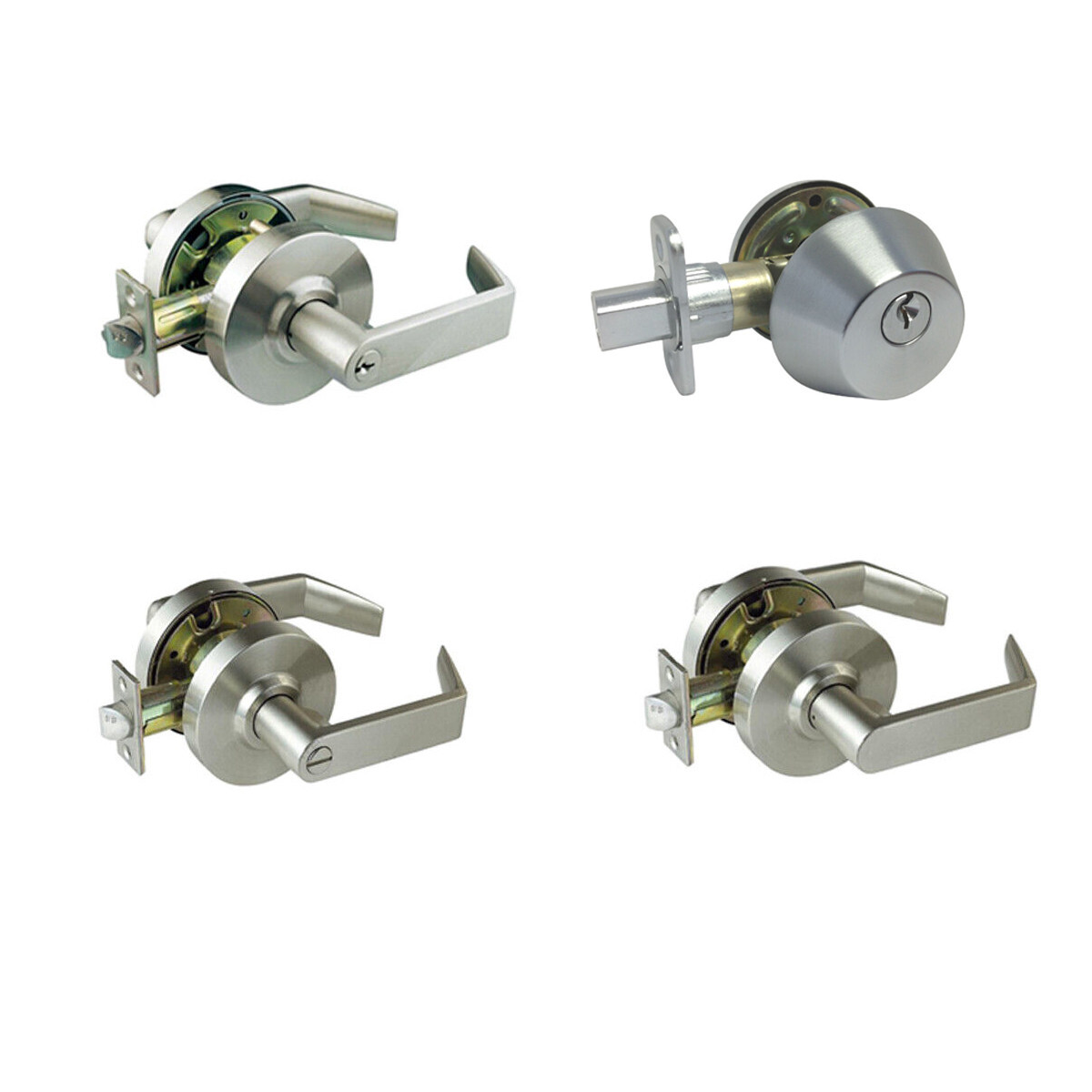 Heavy Duty Satin Chrome Grade 2 Commercial Door Locks Levers Handles Keyed Entry