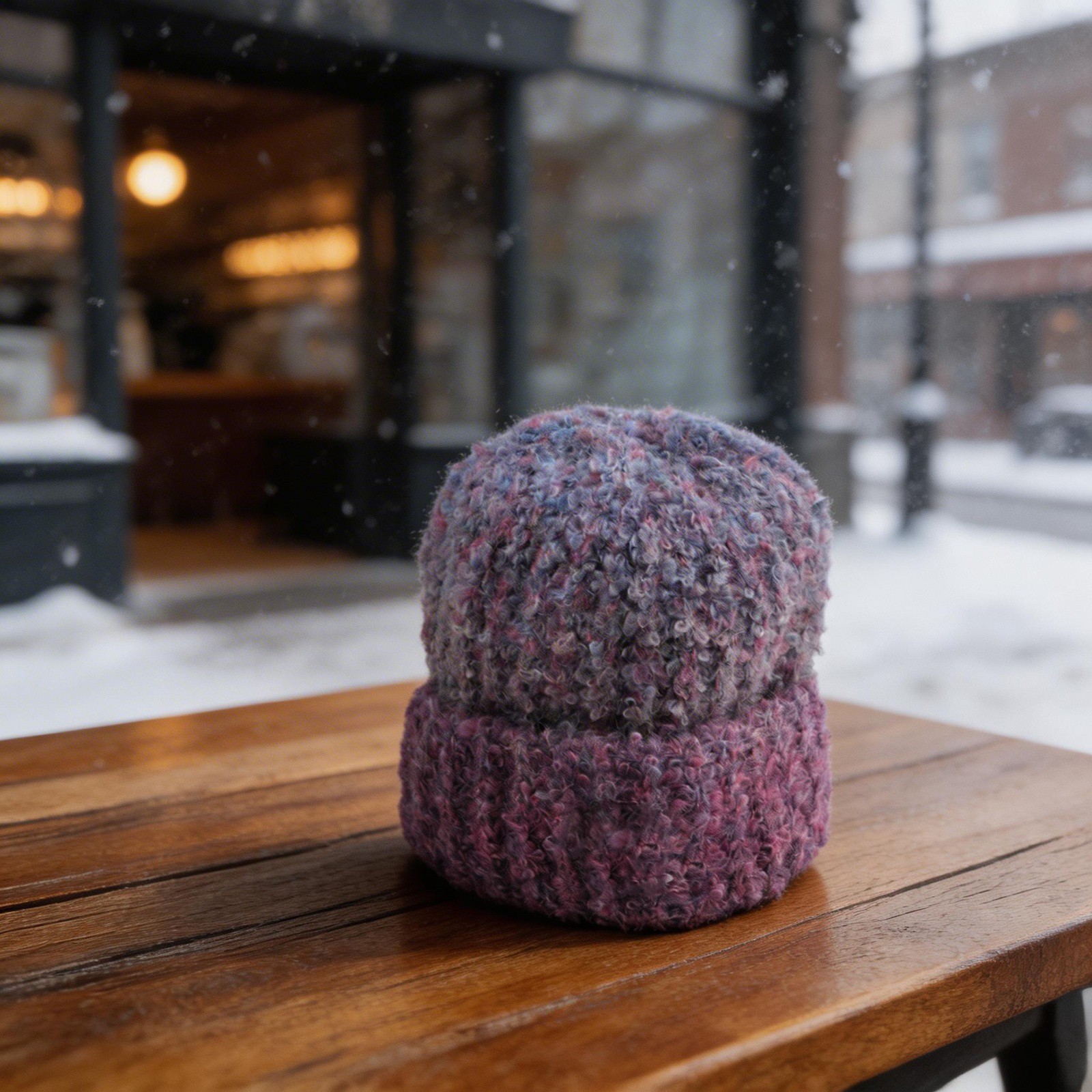 Knitted wool blend warm hat for women autumn winter thick gradient color
