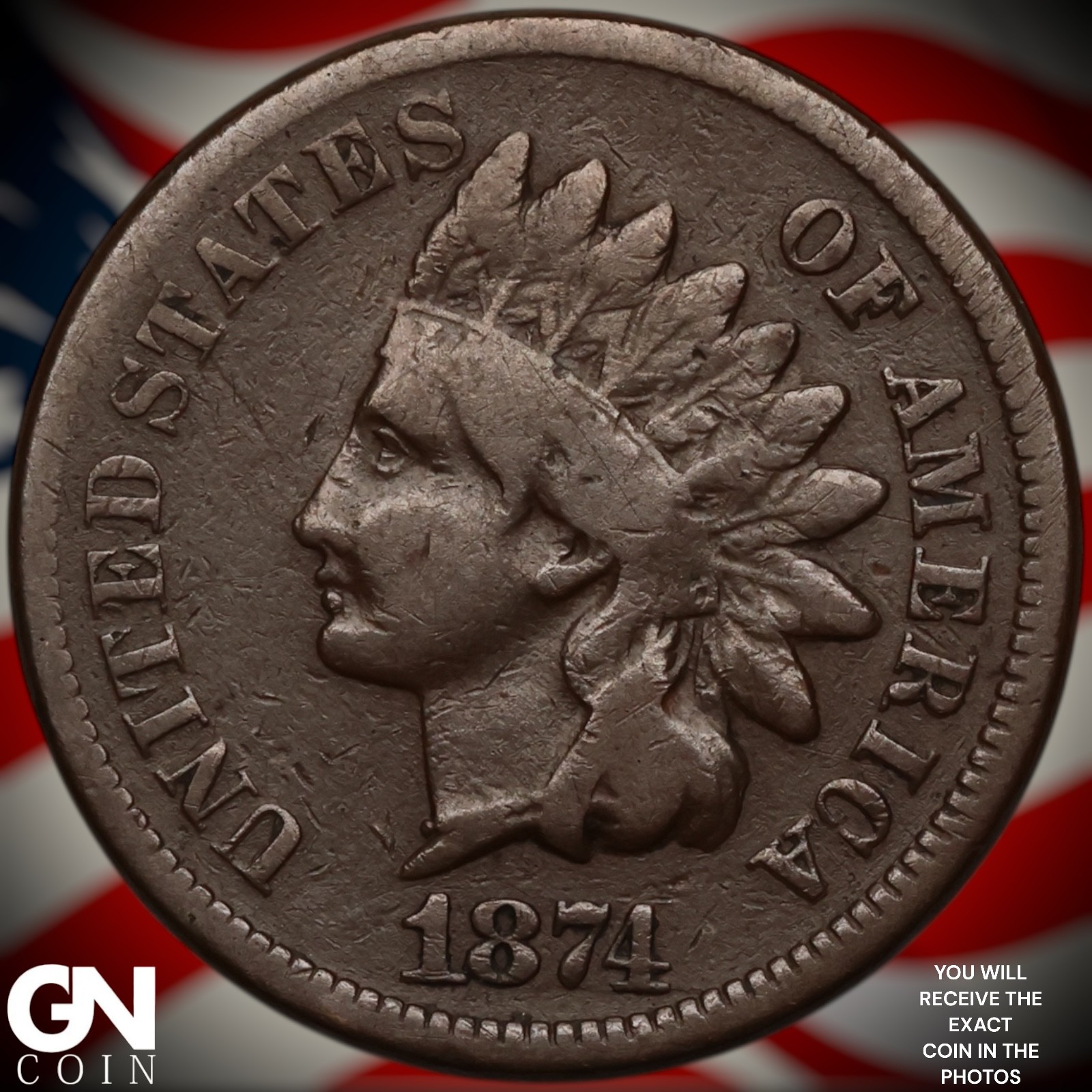 1874 Indian Head Cent Penny Z9695
