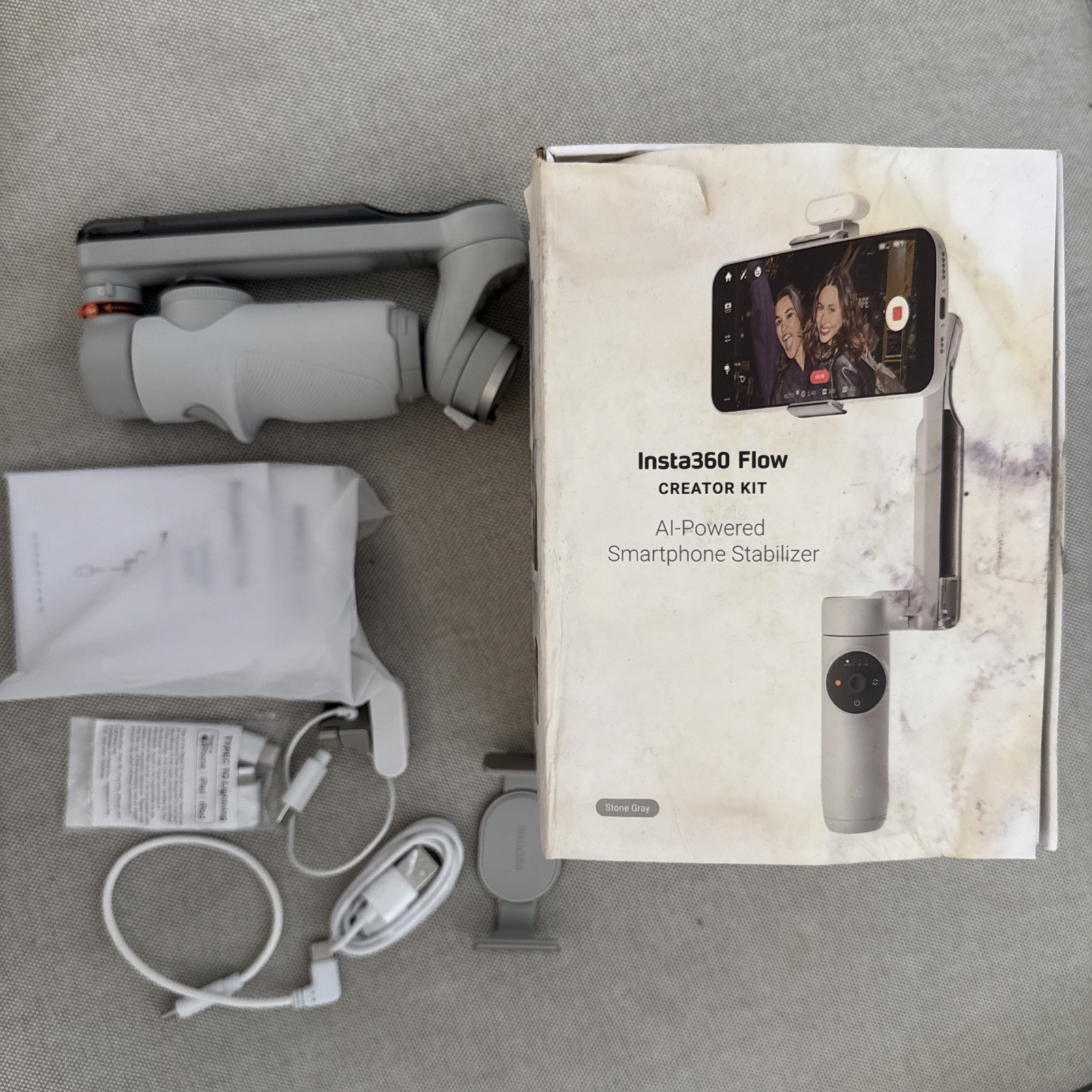 Insta360 Flow Creator Kit Smart Phone Axis Gimbal Stabilizer Gray Open Box