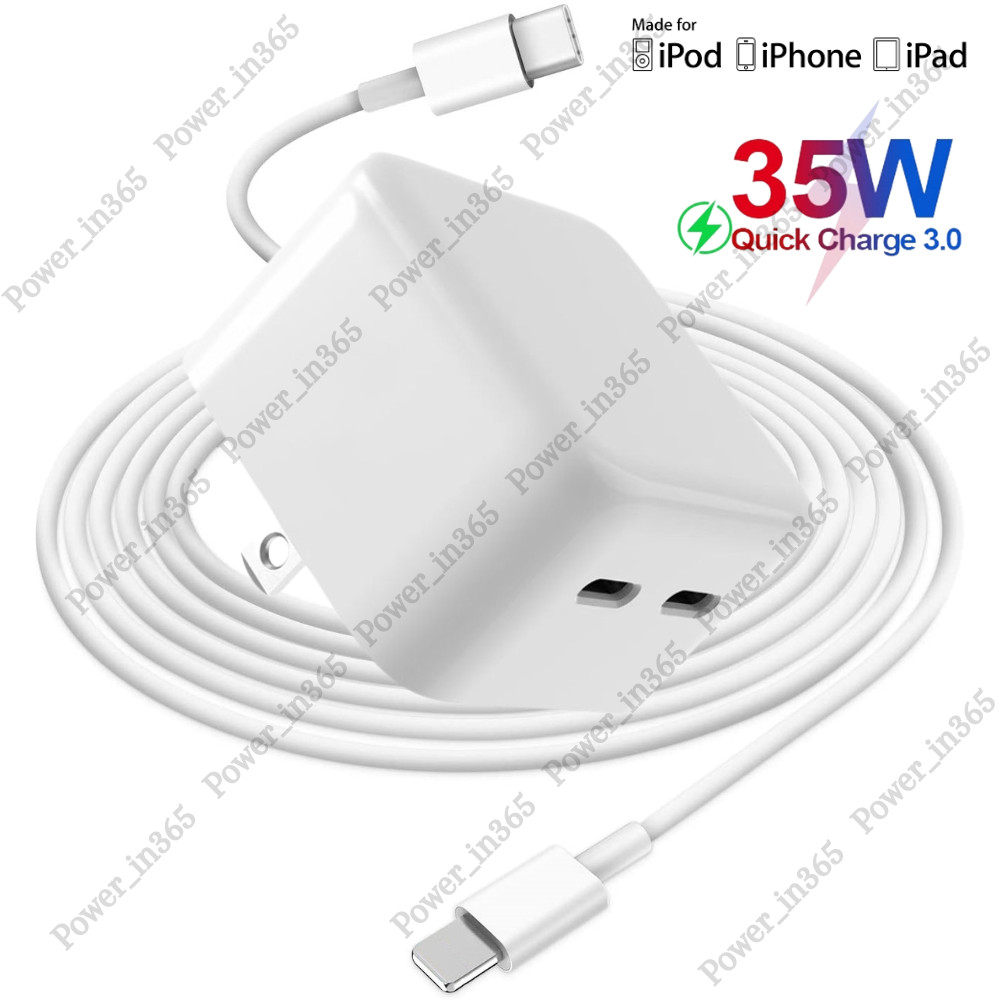35W Dual USB C Fast Wall Charger Adapter Type C PD Cable For iPhone 14 13 12 11