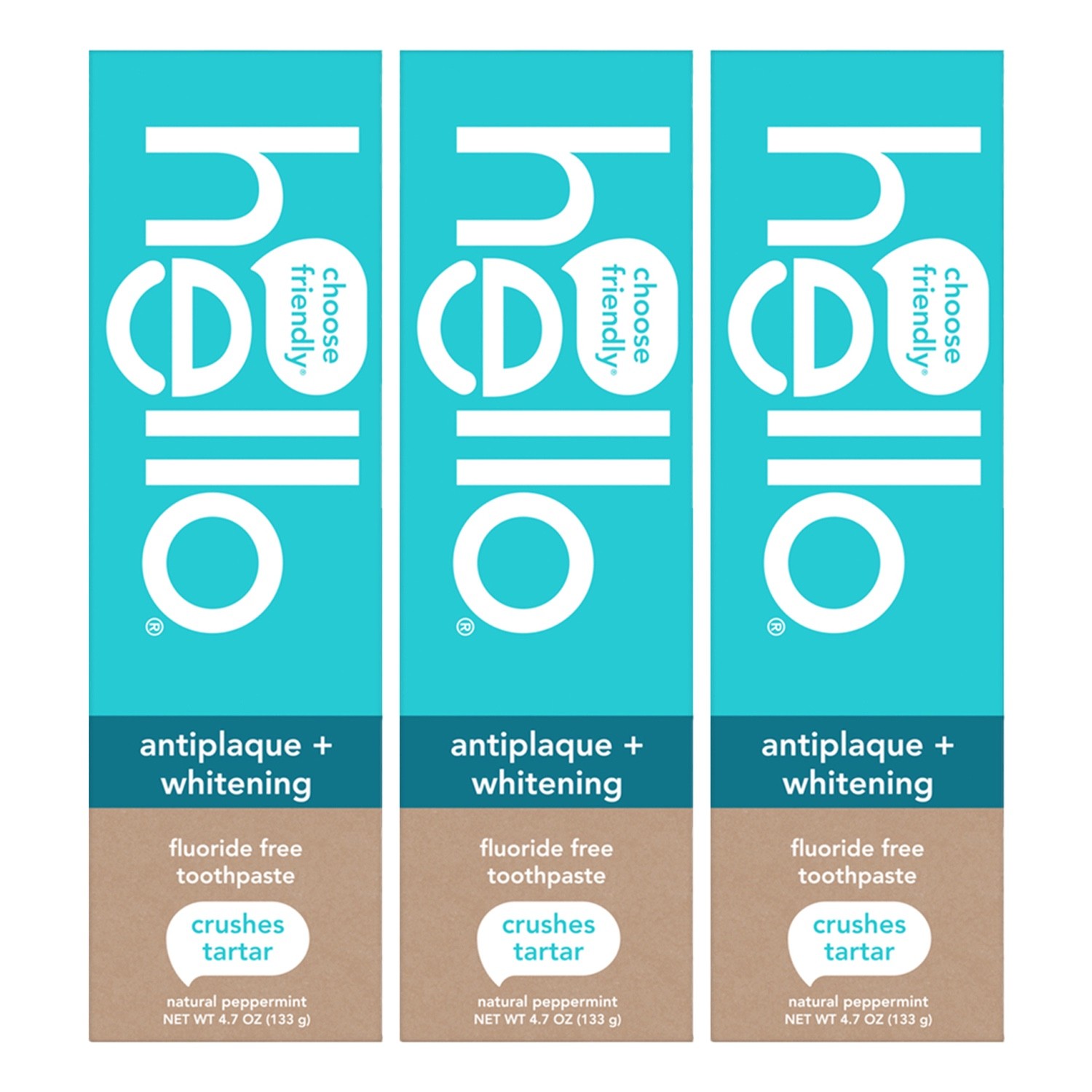 Hello Antiplaque and Whitening Toothpaste Natural peppermint 4.7 oz (Lot of 3)