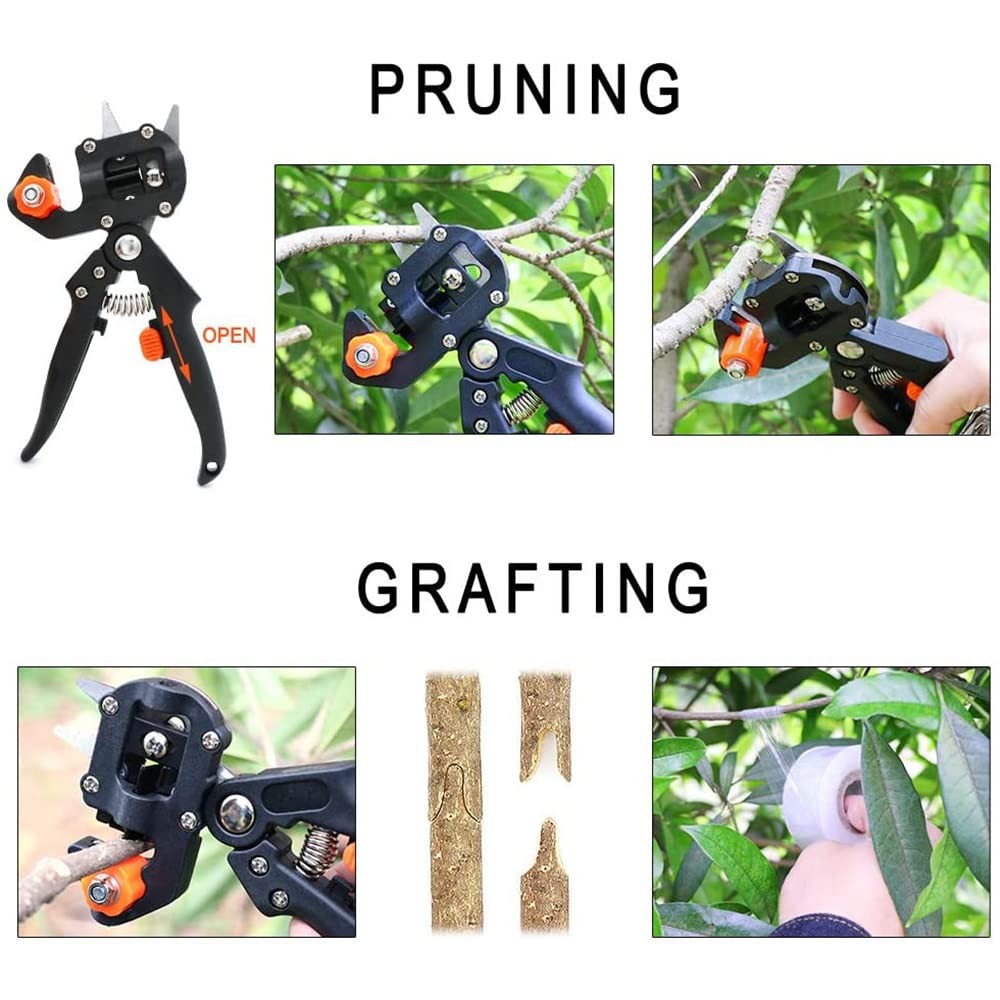 2 in 1 Grafting Tool Pruner Kit Gardening Pruning for Fruit Tree Black