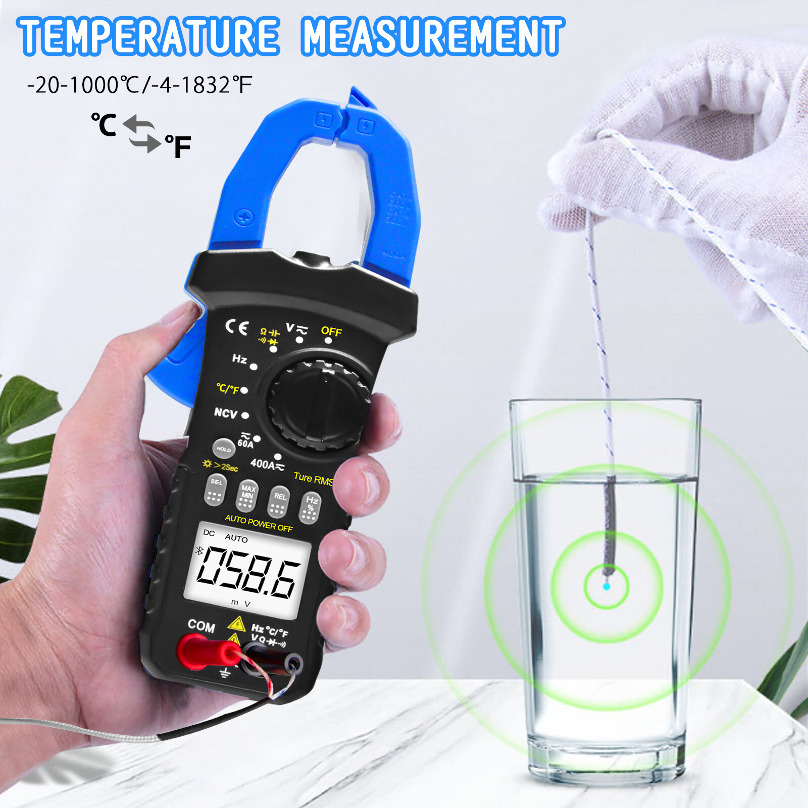 Digital Clamp Meter TRMS AC DC Volt Amp Current Clamp on Voltmeter Multimeter