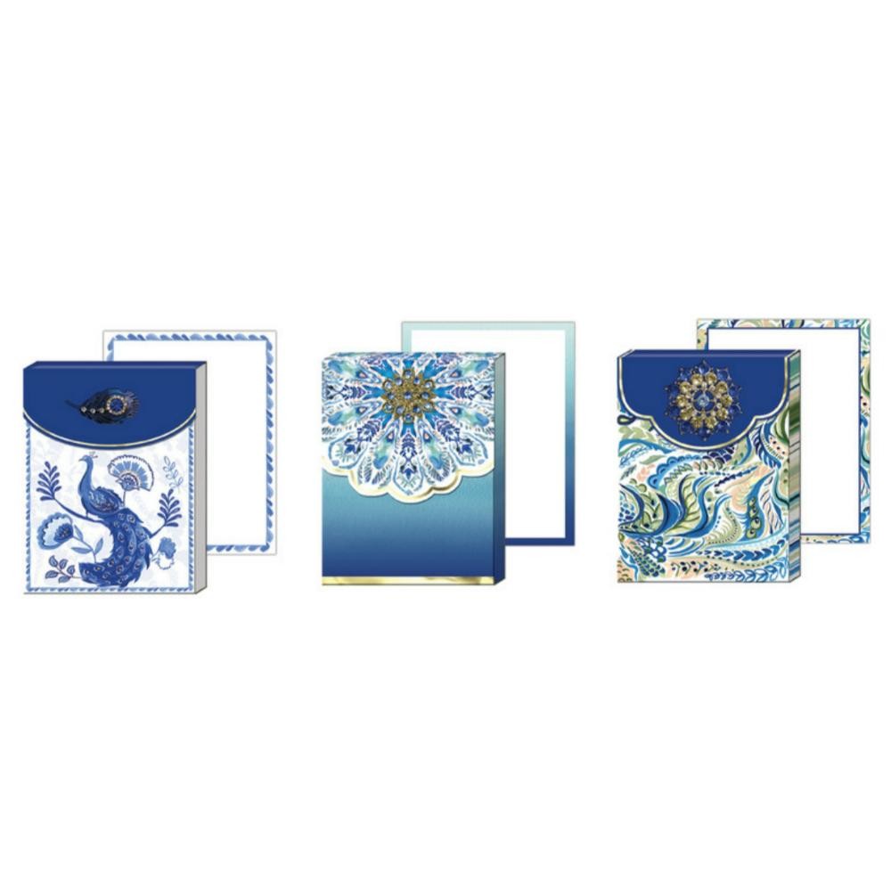 Punch Studio E5 3.75"Wx 5''H 75pg Peacock Jeweled Brooch Notepad - Choose Design
