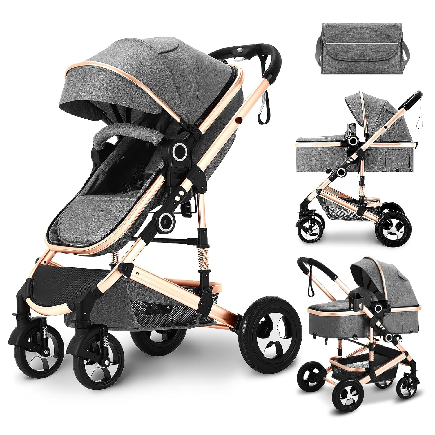 2 in 1 Convertible Baby Stroller Folding Infant Carriage Newborn Anti-Shock