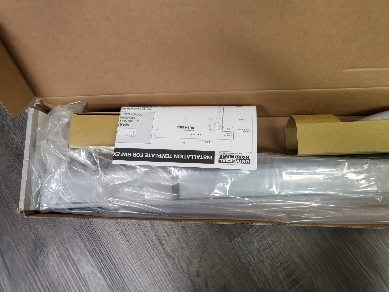Universal Hardware Push Bar Exit Device Satin Aluminum Industrial - New Open Box
