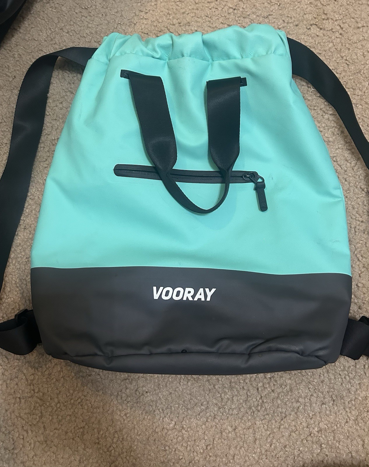 Vooray Flex Cinch Backpack Teal Black Water Resistant Gym Travel Bag