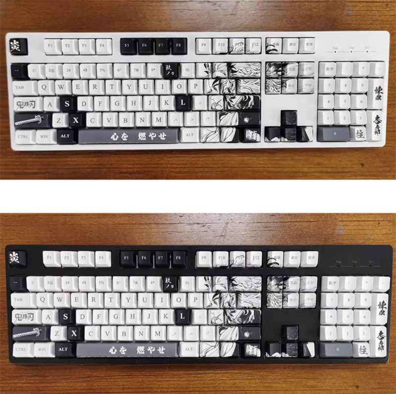 108 Keys Demon Slayer Rengoku Kyoujurou OEM Keycaps Set for Mechanical Keyboard