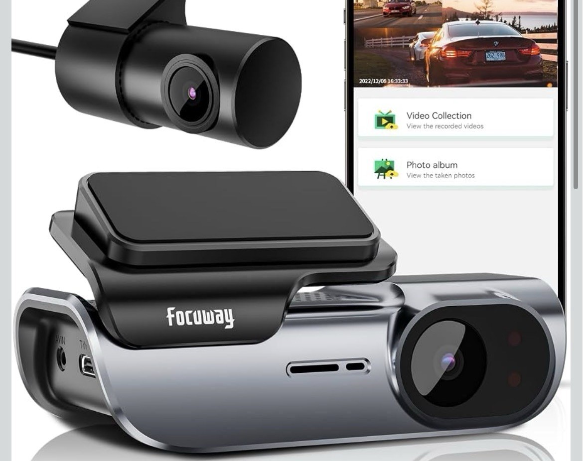 FOCUWAY 4K Front and Rear Dash Cam: Fast 5GHz WiFi