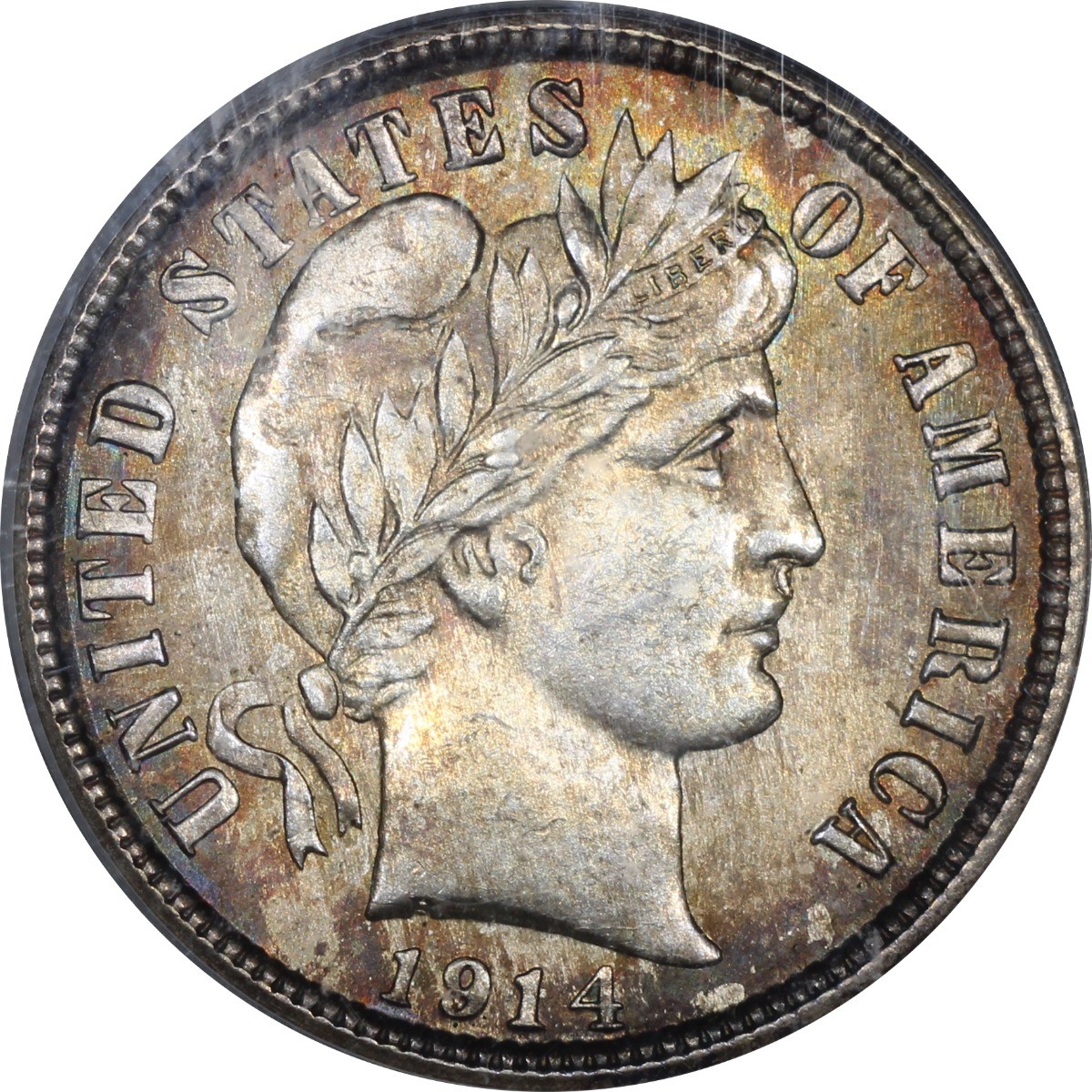 1914 10C Barber Dime PCGS MS64 (CAC)