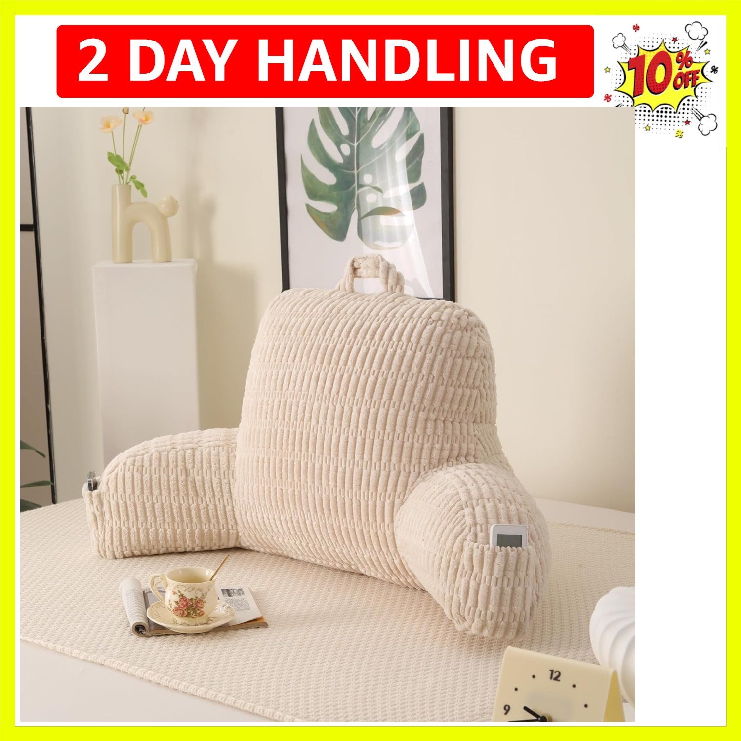 Reading Pillow for Sitting in Bed,Large Backrest Reading Pillow with Arm Rest...