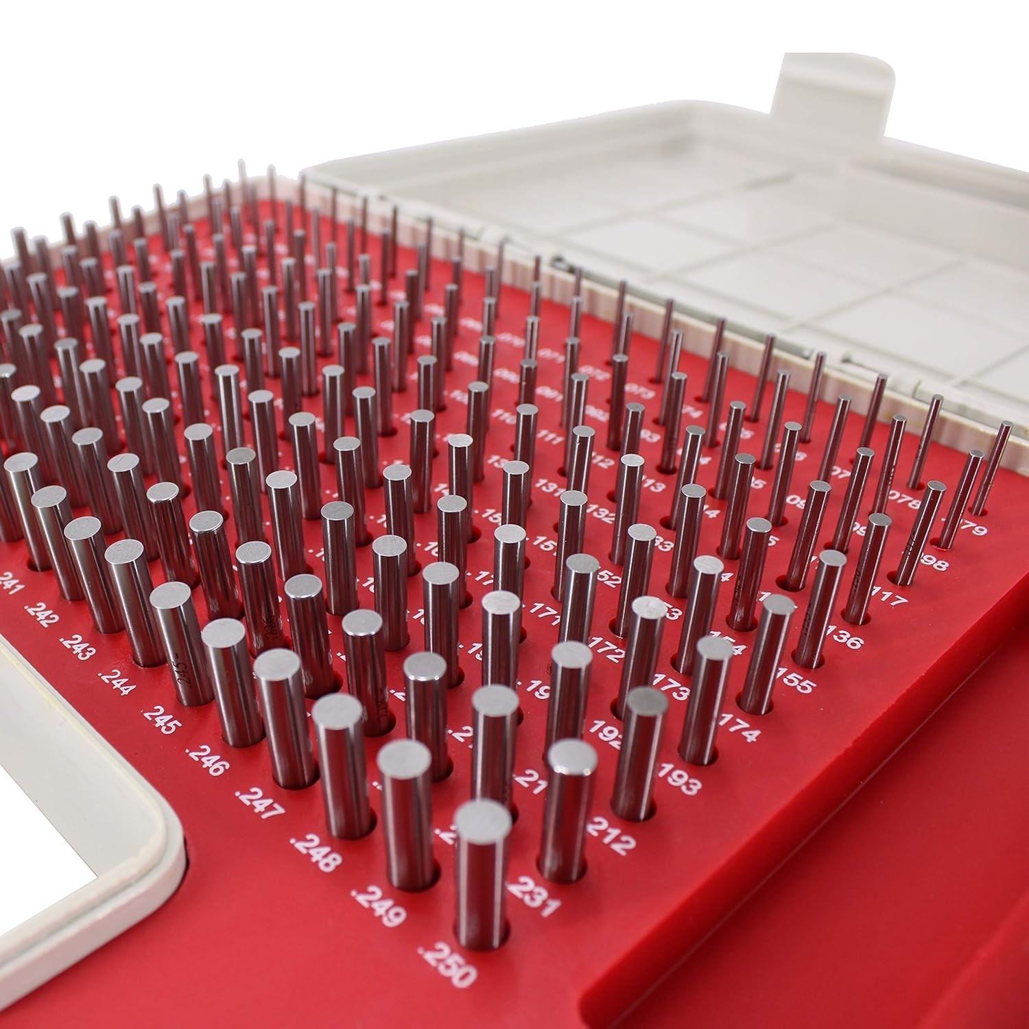 Steel Pin Gage Set Minus Heat Treated with Storage Case M1 190pcs 0.061"-0.250"