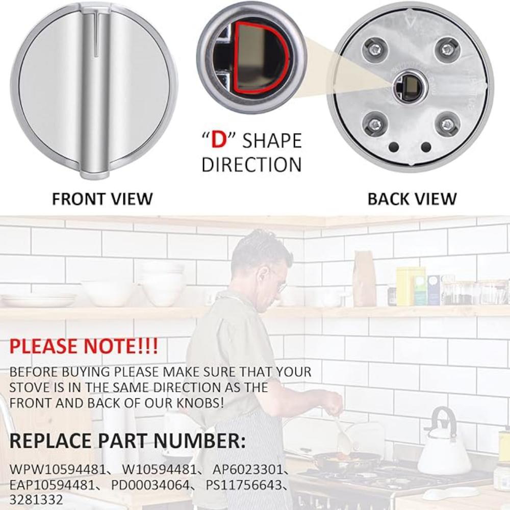 W10594481 Control Knobs Stove Knobs for Whirlpool WPW10646805 Cooktop Knobs