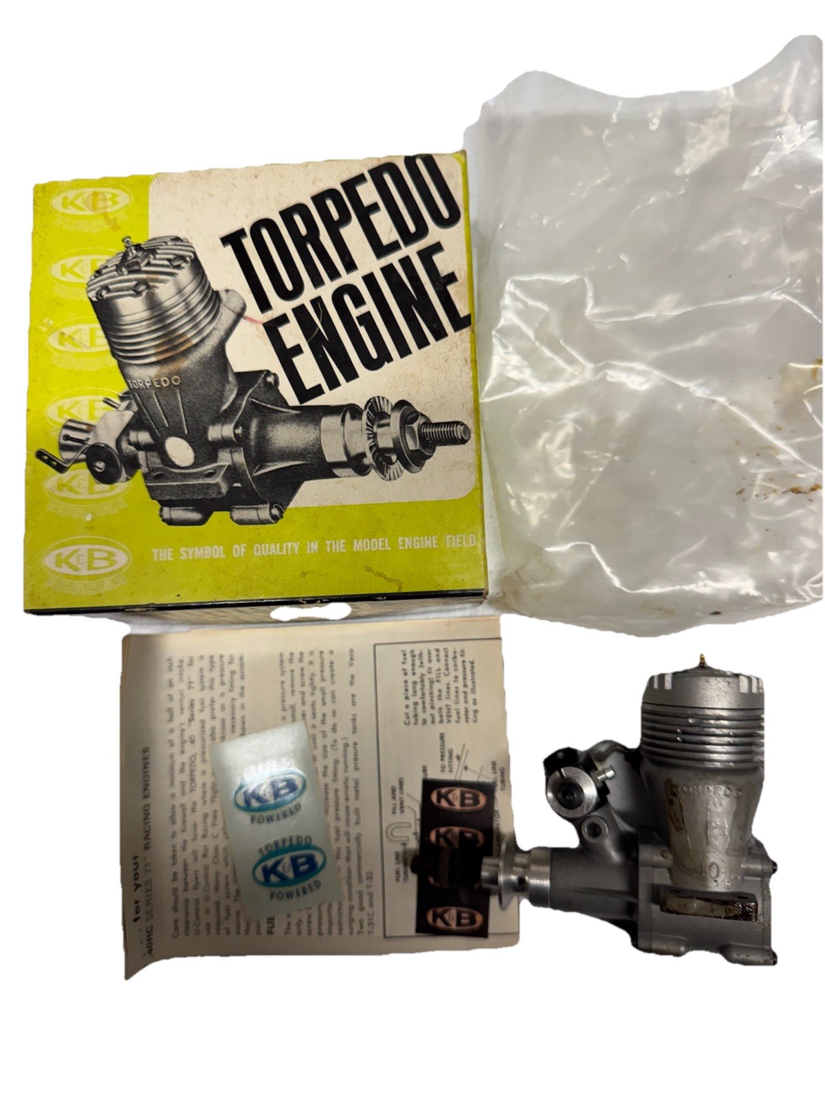 Vintage K & B Torpedo 40 R/C Airplane Front Rotor Engine Model 8011 Nitro RC