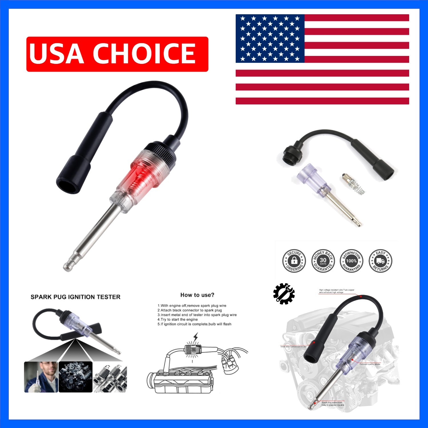 Inline Spark Plug Tester - Efficient Engine Diagnostic Tool for All Vehicles