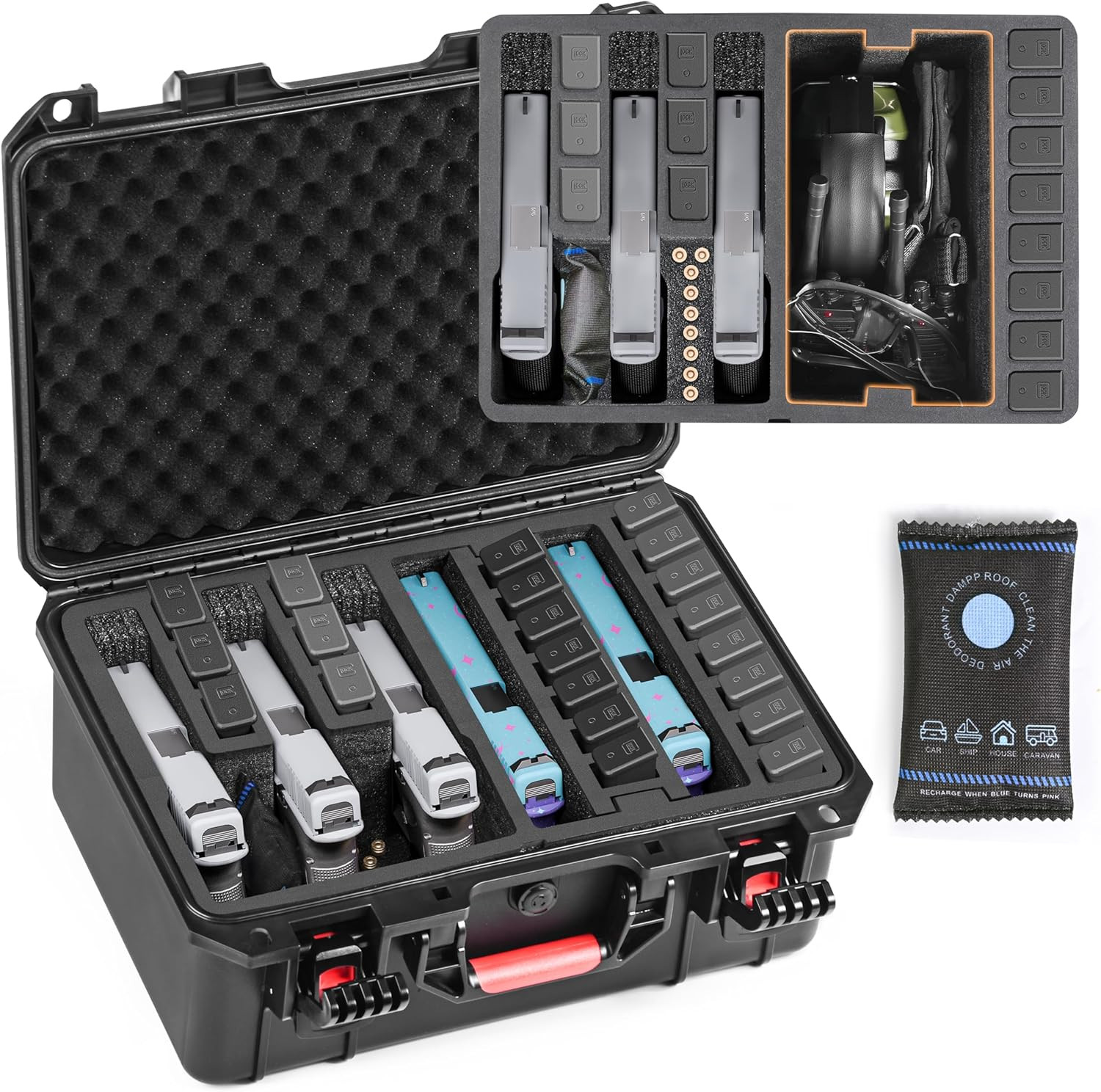 Pistol Gun Case, Hard Waterproof Tsa-Approved Gun Case, Holds Multiple Pistols a