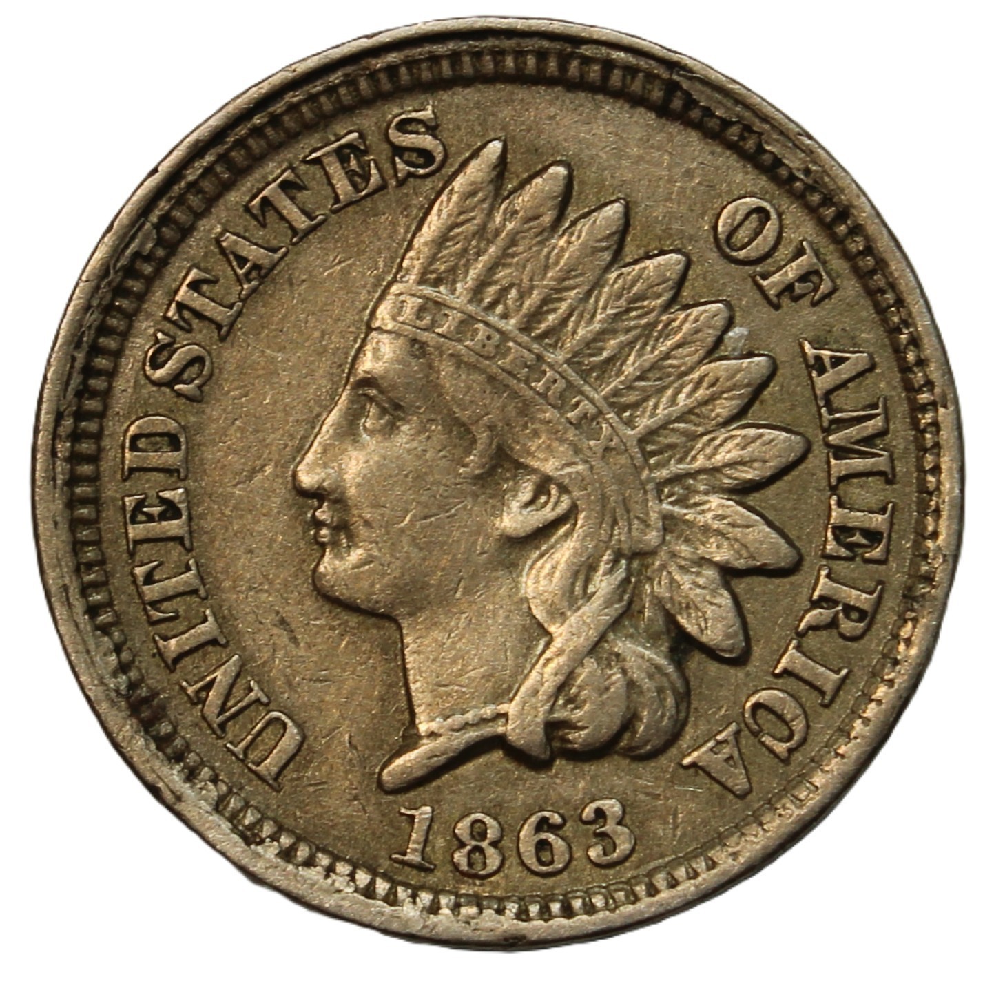 1863 1C Indian Cent- Choice XF- SMH 1509