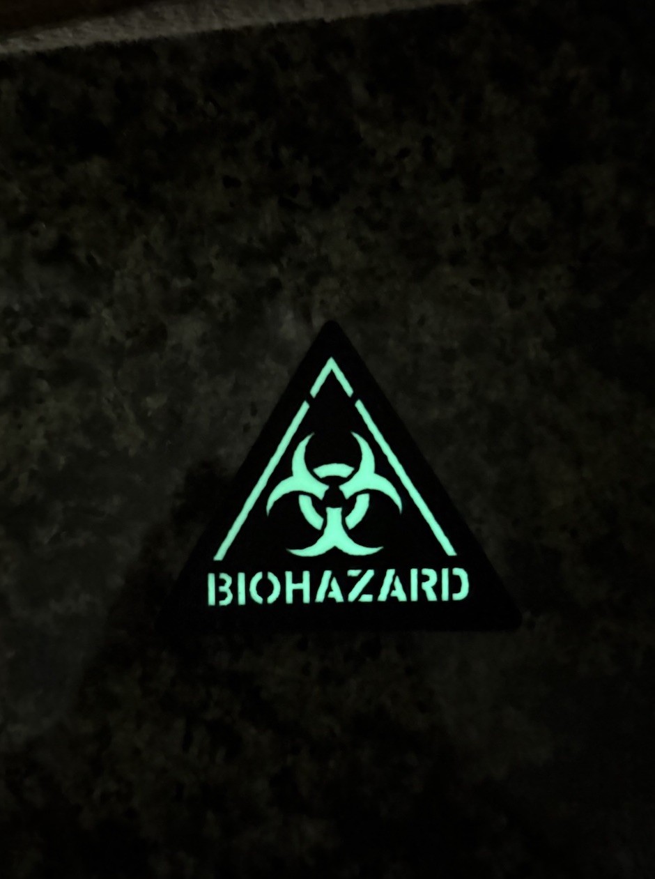Biohazard IR Reflective Glow In Dark Patch Hook Loop Red