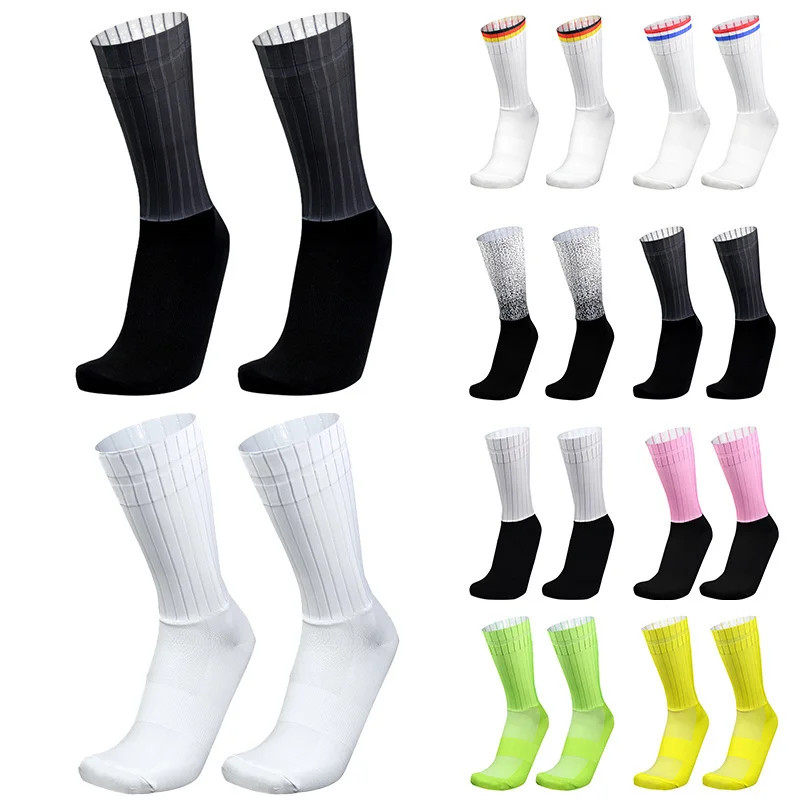 Men's Aero Cycling Socks Anti Slip Silicone Summer Road Bike Running Socks