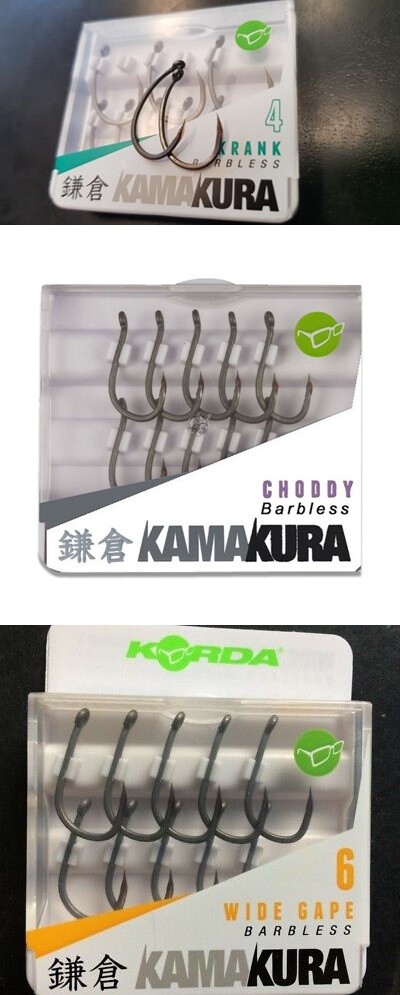 Korda Kamakura Hooks - Wide Gape - Krank - Choddy - All Sizes - *BARBLESS*