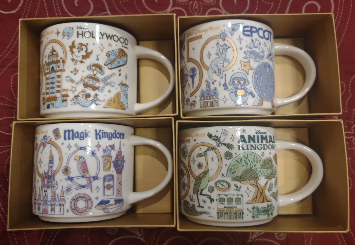 50th Anniversary  Starbucks Been There Series-all  4 PARKS-Hollywood Studios etc