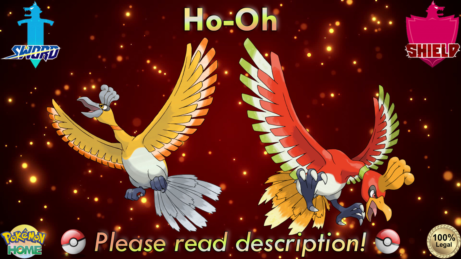 ⚔️Shiny Non-shiny Ho-Oh 6IV🛡️Pokémon Sword Shield HOME (💯Legal)