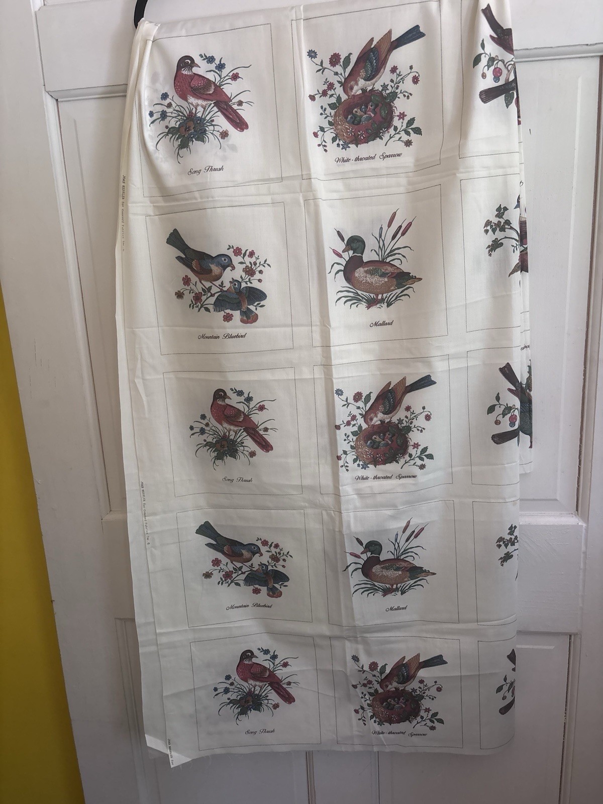 Vintage Joan Kessler Concord Fabric bird print panel