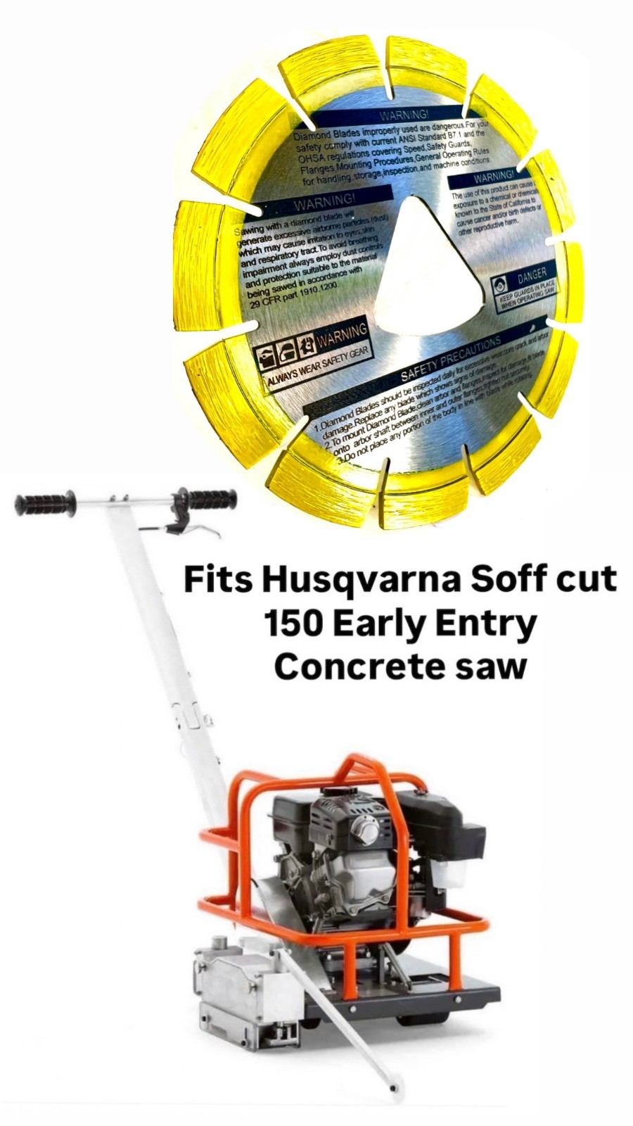 6'' Yellow early entry green concrete diamond blade fits Husqvarna Soff-Cut 150
