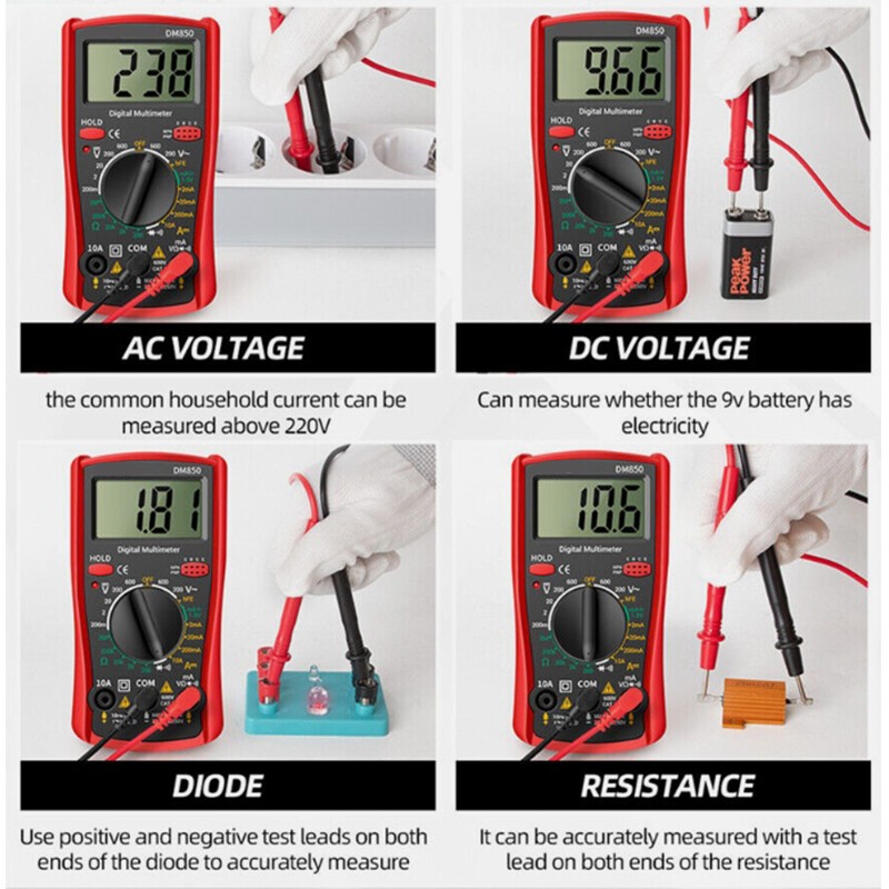 1Pcs For mini DM850 Digital AC/DC Multimeter Voltmeter Ammeter Ohm Meter Tester