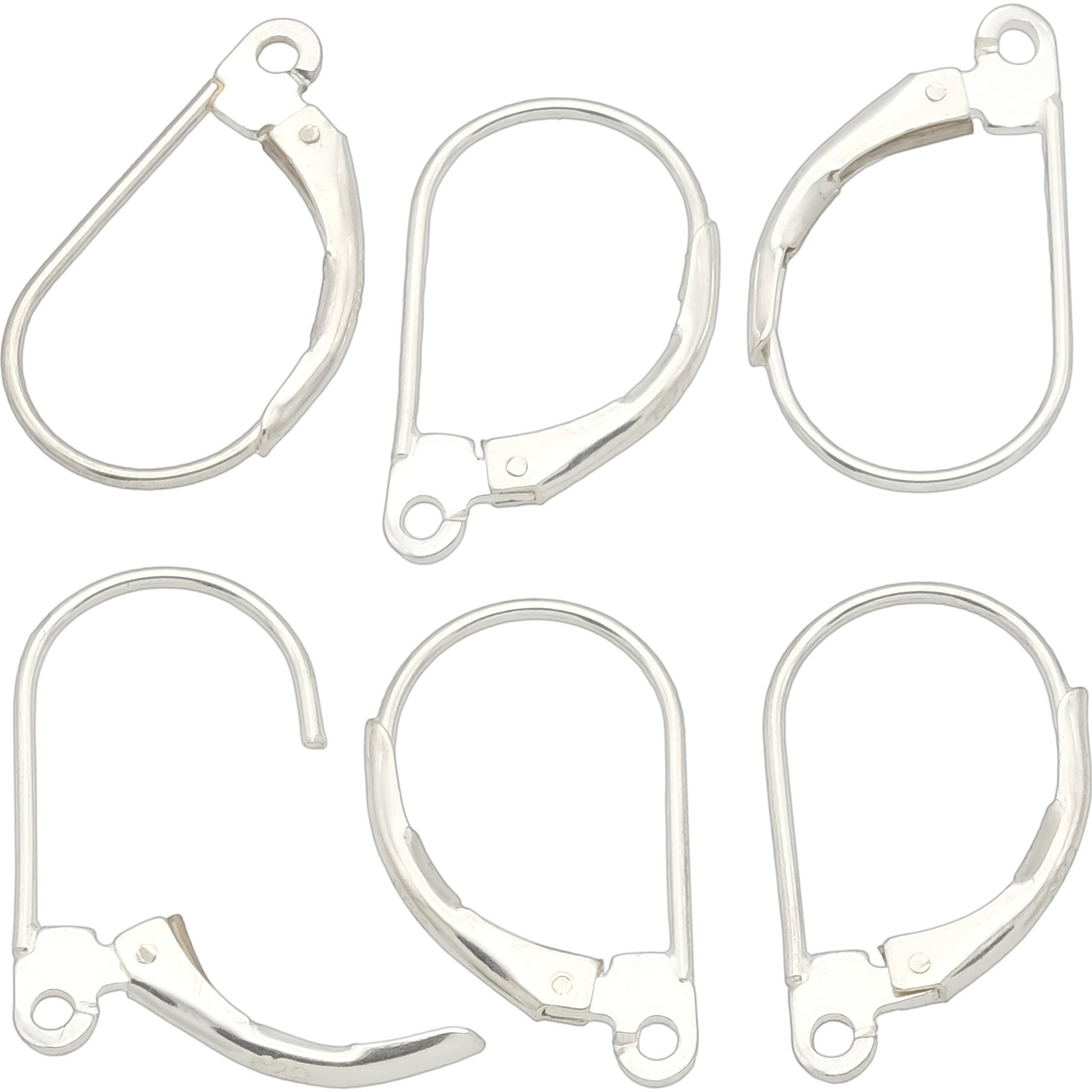 6 Sterling Silver Leverback Earrings 10 x 18mm
