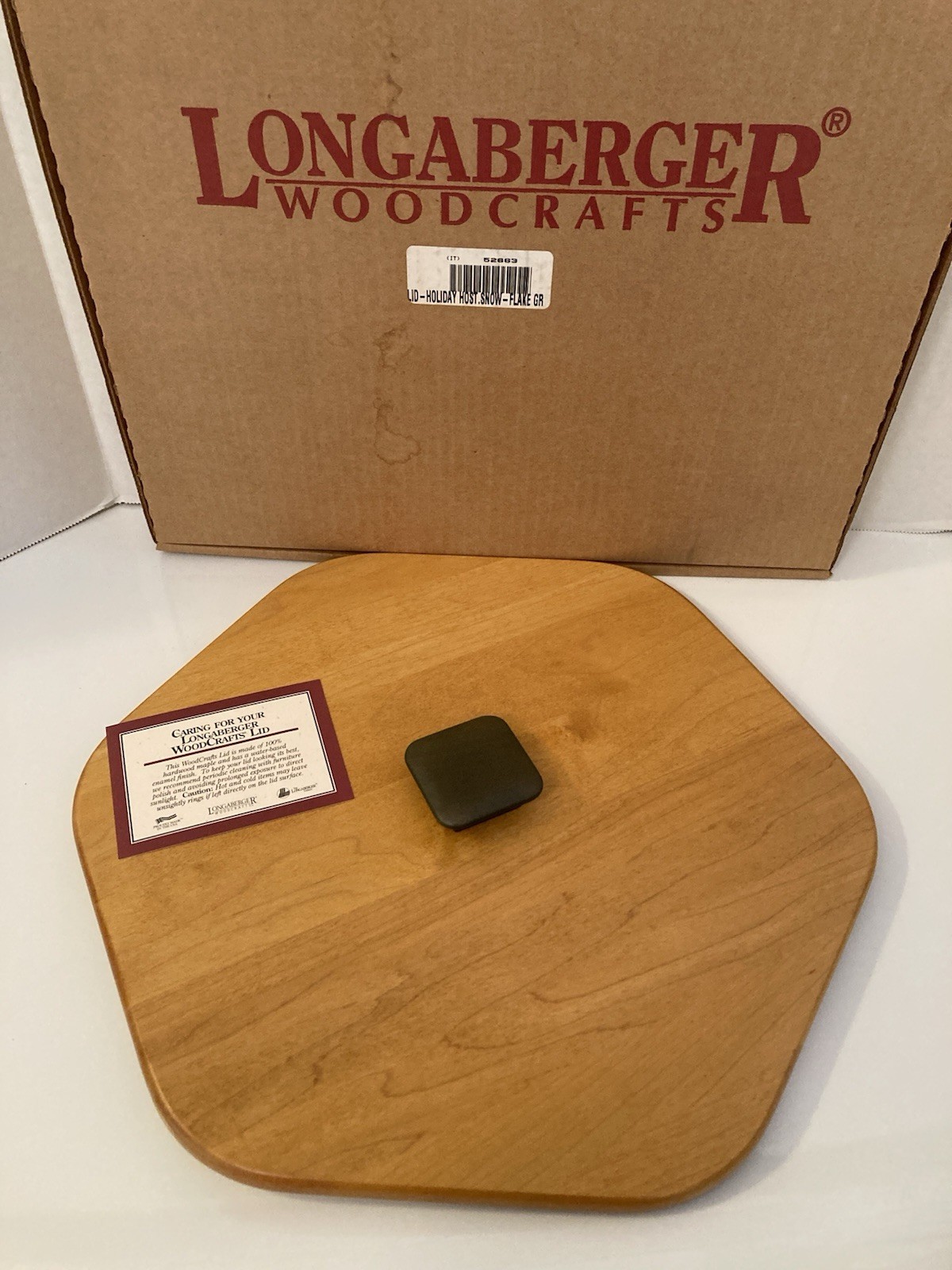 Longaberger New Lid Holiday Host Snow Flake 52663 Green
