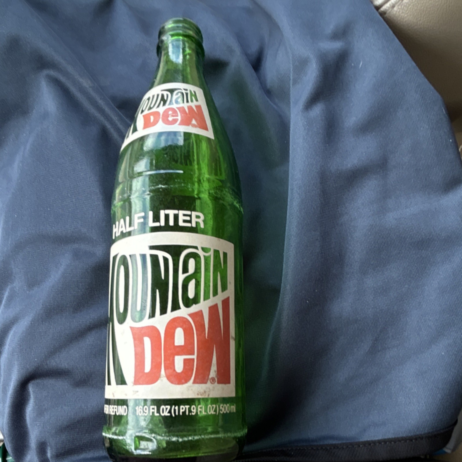 Mountain Dew Green Glass Bottle 16.9 fl oz Soda Advertising Collectible