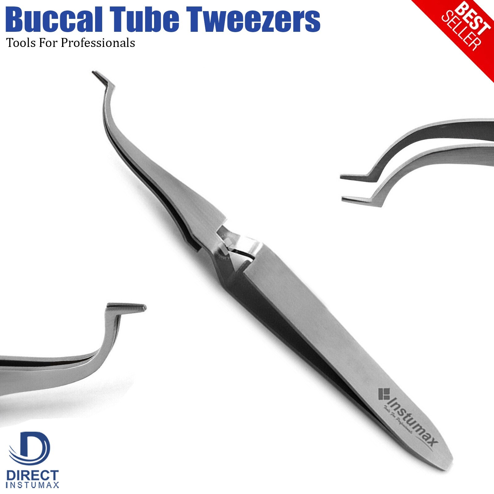 Pinza para sujetar y colocar el tubo bucal de los brackets de ortodoncia dental