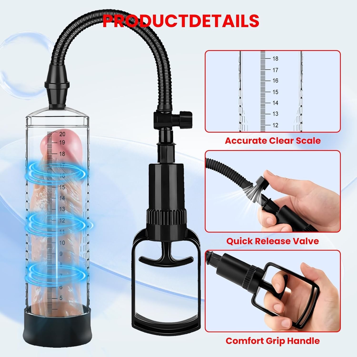 Transparent Vacuum Enlarger for Bigger Erections - Includes Lubricant & Sleeves