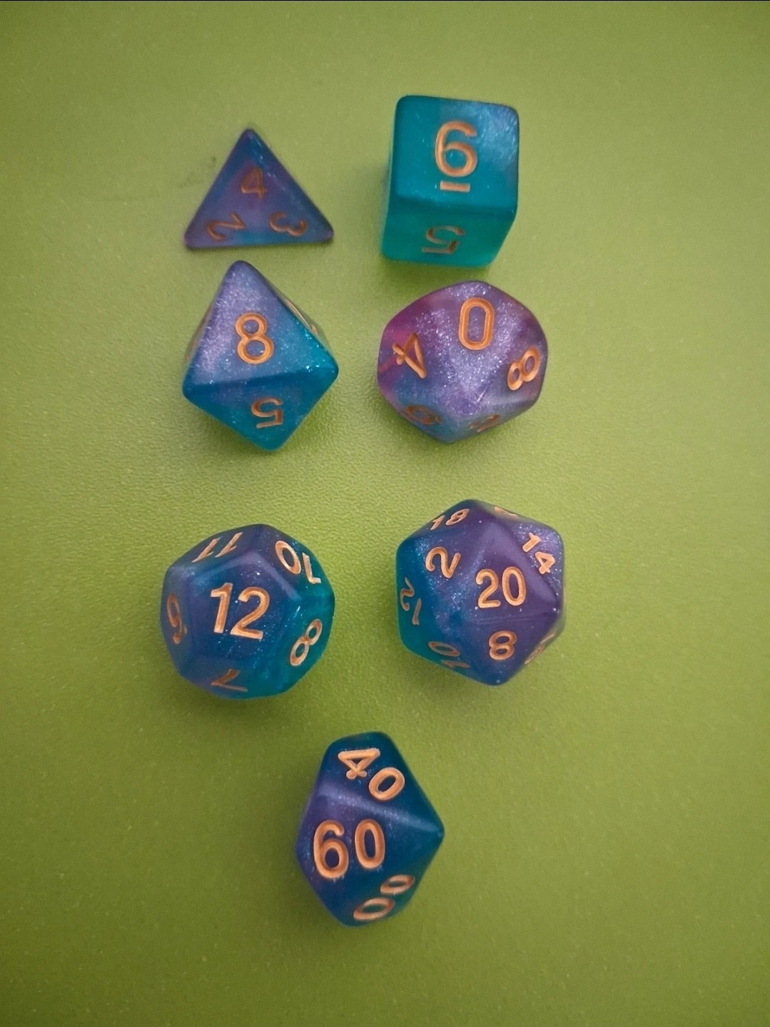 Blue And Pink Glitter DnD Dice Set