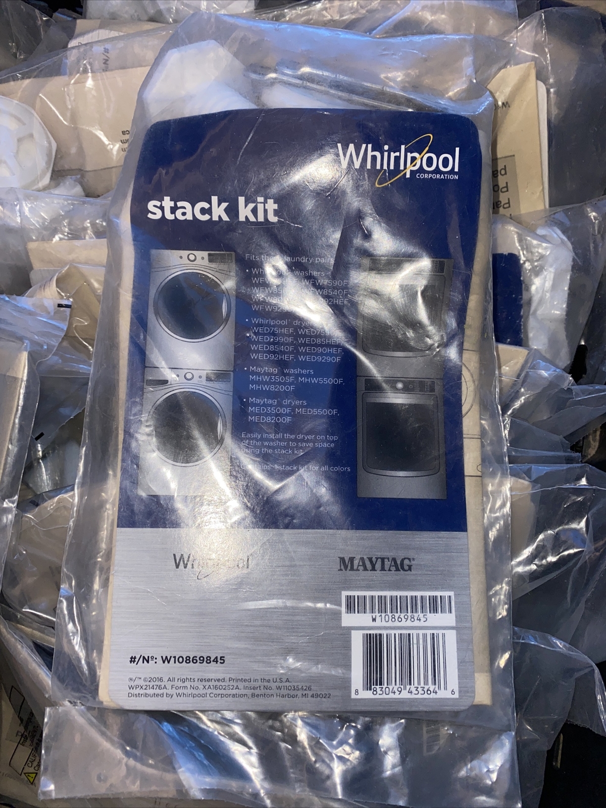 NEW GENUINE WHIRLPOOL/ MAYTAG W10869845 FRONT LOAD WASHER/ DRYER STACK KIT