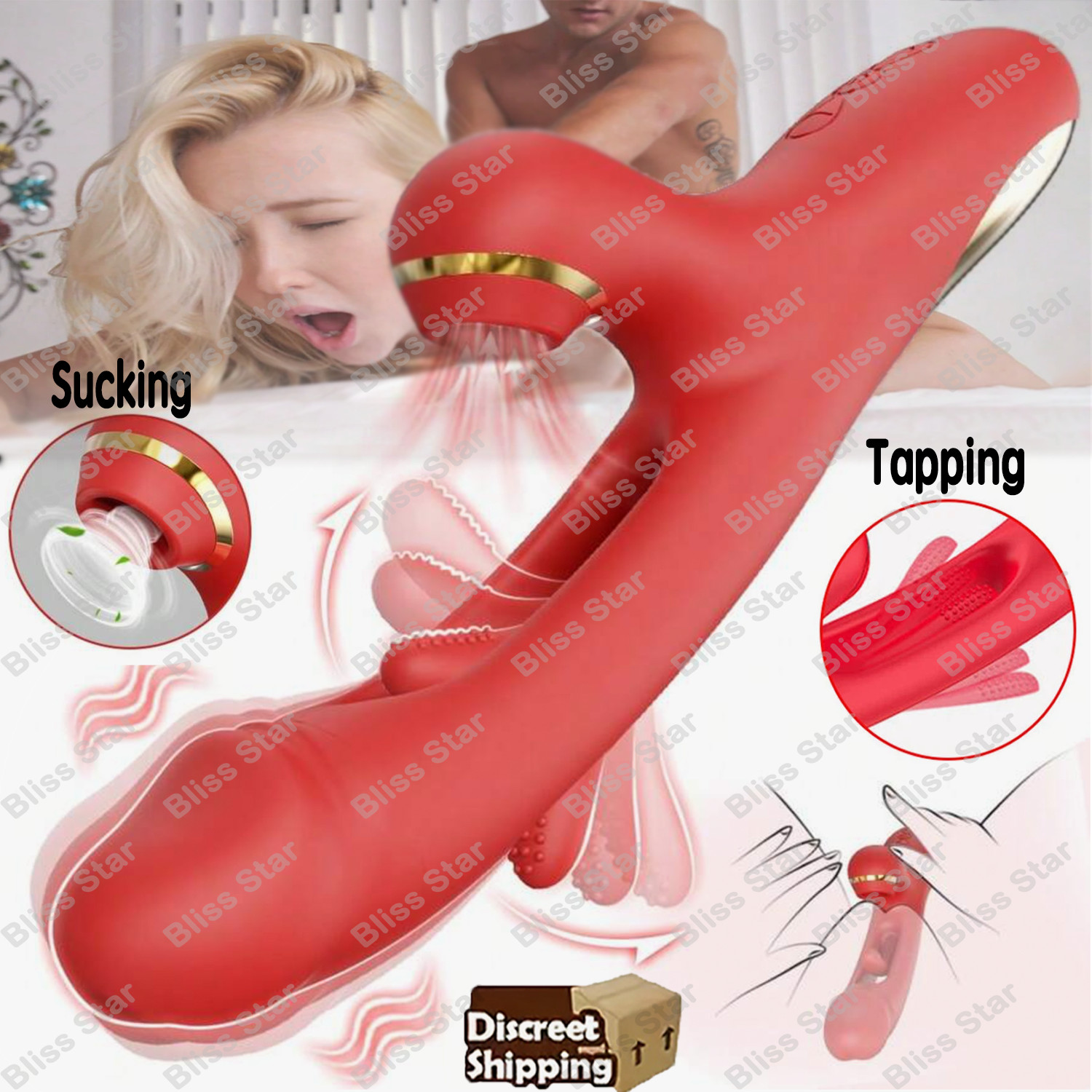 Tapping Patting Sucking Vibrator Clit G-spot Stimulator Dildo Sex Toys for Women