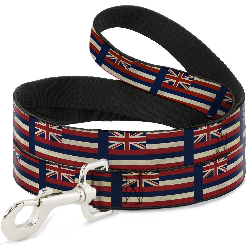 Dog Leash Hawaii Flags2/Navy NARROW 0.5"