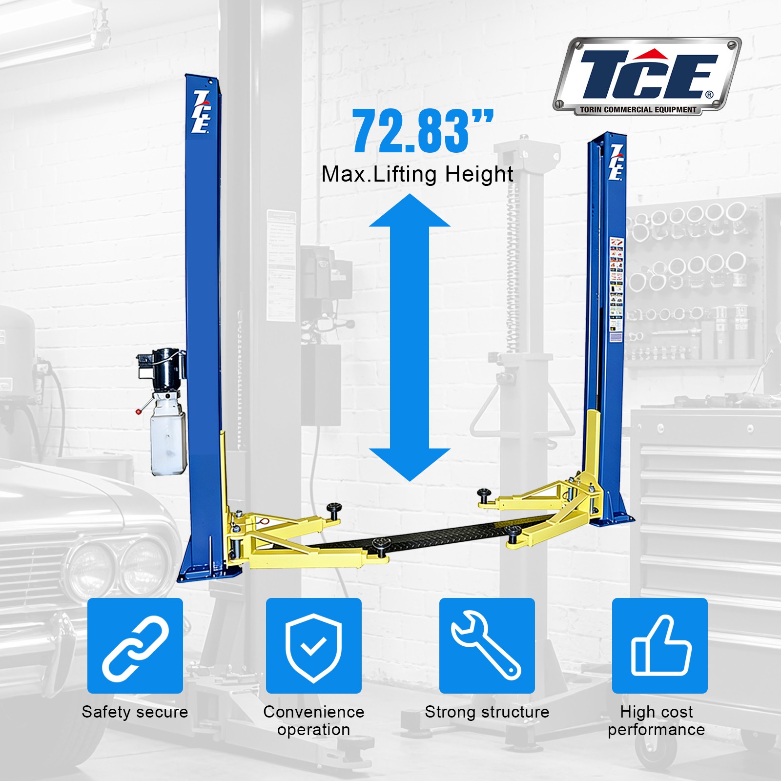 10000LBS Floor Plate 2Post Auto Car Lift Hydraulic Hoist Garage Repair Equipment