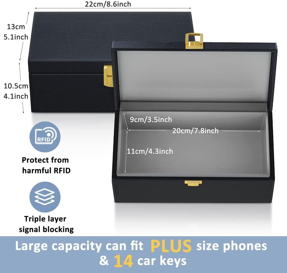 RFID Blocking Faraday Box - XL Size - Keyless Entry Car Key Safe Protector