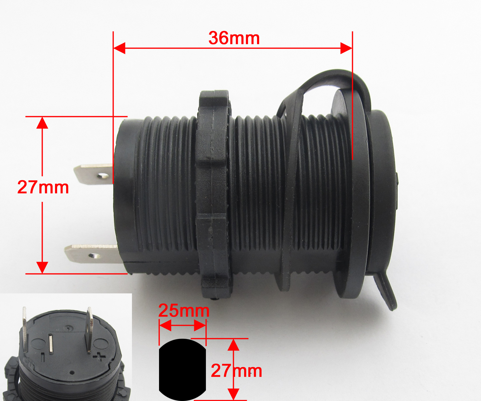 1pc 12V Power Outlet Waterproof Marine Motorcycle Cigarette Lighter Socket