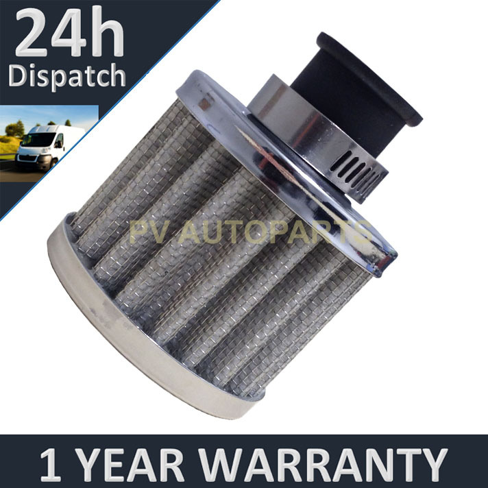 12mm AIR OIL CRANK CASE BREATHER FILTER MOTORCYCLE QUAD CAR SILVER ROUND