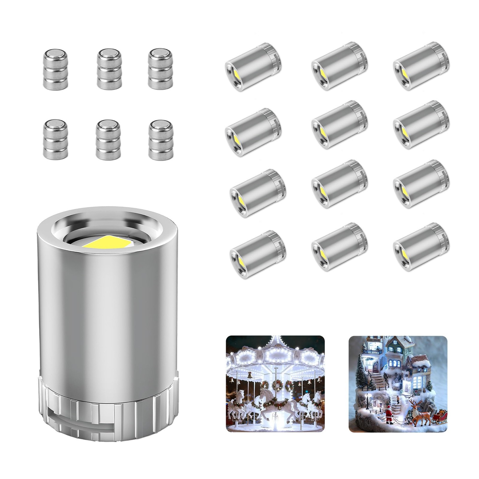 12 Pack Mini LED Lights, Cold White Small LED Light, Mini Spotlights for Disp...