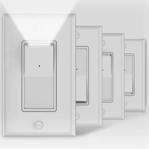 4pack 3 Way Wall Light Switch With Led Night Light 15amp 120/277volt Decora Rock